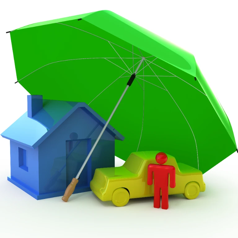 Dom oraz samochód pod parasolem